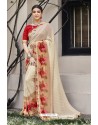 Light Beige Georgette Designer Printed Saree