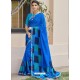 Royal Blue Georgette Designer Printed Saree