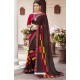 Coffee Brown Georgette Designer Printed Saree