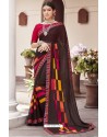 Coffee Brown Georgette Designer Printed Saree