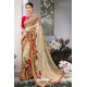 Beige Georgette Designer Printed Saree