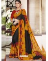 Black And Multi Colour Georgette Designer Printed Saree