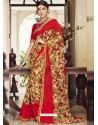 Red And Multi Colour Georgette Designer Printed Saree