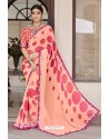 Peach Georgette Designer Printed Saree