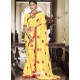 Yellow Georgette Designer Printed Saree