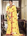 Yellow Georgette Designer Printed Saree