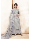 Multi Colour Pure Silk Satin Digital Printed And Embroidered Palazzo Suit