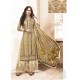 Pretty Beige Pure Silk Satin Digital Printed And Embroidered Palazzo Suit