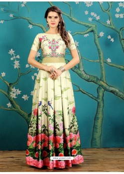 Multi Colour Twrill Silk Designer Readymade Printed Gowns