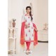 White And Pink Modal Cotton Embroidered Straight Suit