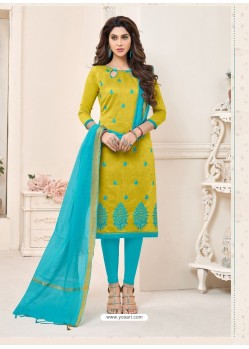 Corn And Firozi Modal Cotton Embroidered Straight Suit