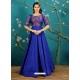 Latest Royal Blue Taffeta Silk Designer Readymade Gown