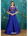 Latest Royal Blue Taffeta Silk Designer Readymade Gown