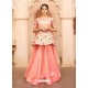 Peach Embroidered Taffeta Silk Designer Readymade Gown