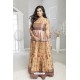 Beige Twill Silk Designer Printed Readymade Gown