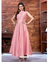 Pink Printed Malbari Silk Designer Readymade Gown