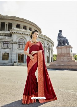 Maroon Designer Art Silk Saree