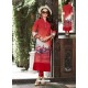 Red Printed Linen Readymade Kurtis