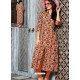 Orange And Multi Colour Printed Linen Readymade Kurtis