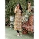 Beige Printed Poly Rayon Readymade Kurtis