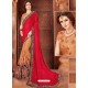 Red And Rust Georgette Embroidered Half N Half Designer Saree