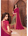 Medium Violet Georgette Embroidered Half N Half Designer Saree