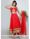 Modish Red Cotton Anarkali Salwar Suit