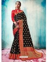 Black Silk Border Worked Designer Party Wear Saree