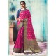 Fuchsia Silk Border Worked Designer Party Wear Saree