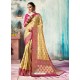 Cream Silk Border Worked Designer Party Wear Saree