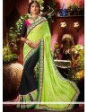 Fab Green And Black Faux Georgette Saree