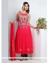 Classy Pink Net Designer Anarkali Suit