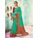 Jade Green Silk Border Worked Designer Party Wear Saree