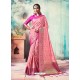 Pink Silk Border Worked Designer Party Wear Saree