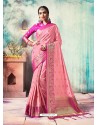 Pink Silk Border Worked Designer Party Wear Saree