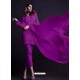 Purple Georgette Embroidered Designer Straight Suit