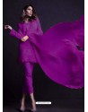 Purple Georgette Embroidered Designer Straight Suit