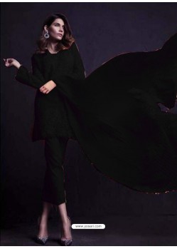 Black Georgette Embroidered Designer Straight Suit