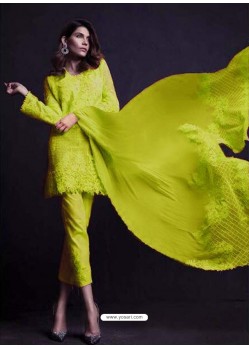 Corn Georgette Embroidered Designer Straight Suit