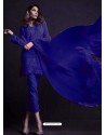 Royal Blue Georgette Embroidered Designer Straight Suit
