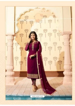 Purple Georgette Designer Embroidered Straight Suit