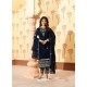 Navy Blue Georgette Designer Embroidered Straight Suit