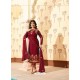 Maroon Georgette Designer Embroidered Straight Suit