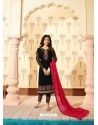 Black Georgette Designer Embroidered Straight Suit