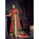 Red Chiffon Brasso Designer Party Wear Saree