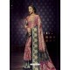 Hot Pink And Black Chiffon Brasso Designer Party Wear Saree