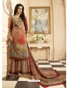 Dusty Pink And Multi Colour Sorer Crepe Digital Printed Designer Palazzo Suit