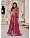 Red Heavy Embroidered Fox Georgette Designer Floor Length Suit