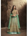 Sea Green And Cream Heavy Embroidered Net Designer Anarkali Suit