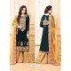 Dark Green And Yellow Georgette Heavy Embroidered Designer Sarara Suit